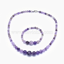 Natural Mixed Stone Graduated Beads Necklaces and Bracelets Jewelry Sets KO3758