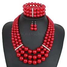 Fashion Beads  NecklaceGeometric (Dark Red)  NHCT0158-Dark Red QQ5048