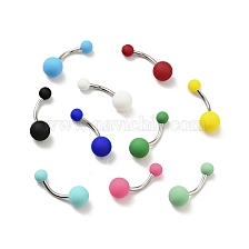 10Pcs Acrylic Round Beaded Curved Barbell, 304 Stainless Steel Piercing Navel Ring for Women