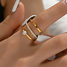 Stylish versatile zircon ring set for fashion-forward individuals, perfect for dates and vacations