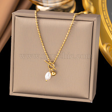 Minimalist Gold-Plated Pearl Pendant Necklace with Unique Design