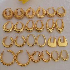 1 Pair Retro Simple Style U Shape Stripe Twist Plating Copper 18K Gold Plated Earrings