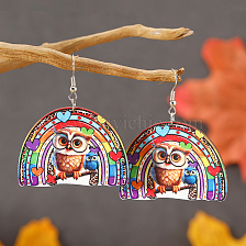 Colorful Unicorn Print Wooden Earrings for American Independence Day.