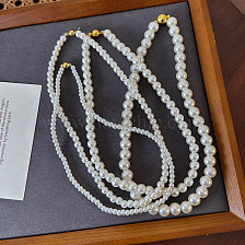 White Round Faux Pearl Necklace with Magnetic Clasp for Women