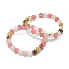 Frosted Tigerskin Glass Bead Stretch Bracelets, Round