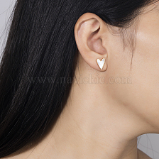 High quality titanium steel heart-shaped earrings with natural stone and mother-of-pearl.