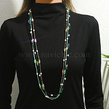 Fashionable plastic crystal long sweater chain for ladies daily party.