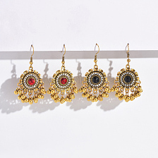 Bohemian Fringed Zinc Alloy Ethnic Style Short Tassel Earrings for Women