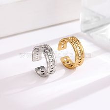 Simple Style Solid Color Titanium Steel Plating Hollow Out Open Rings 1 Piece