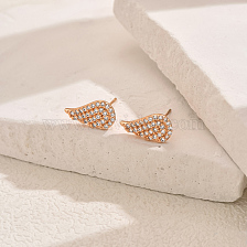 Simple and Elegant Zircon Wing Shaped Copper Earrings for Women