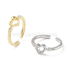 Brass Open Cuff Rings for Women, Heart