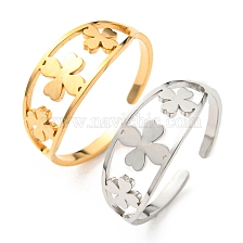 304 Stainless Steel Clover Open Cuff Ring