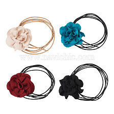 4Pcs 4 Colors Cloth Flower Collar Choker Necklace for Women Bride Wedding Party