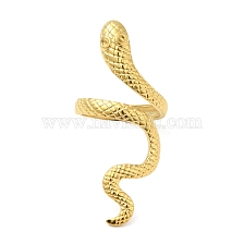 304 Stainless Steel Open Cuff Rings, Snake, Golden, US Size 8 1/2(18.5mm)