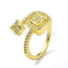 Brass with Cubic Zirconia Open Cuff Ring, Square