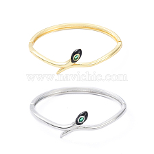 Enamel Snake Hinged Bangle with Cubic Zirconia, Brass Jewelry