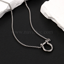 Stainless Steel Horseshoe Pendant Men's Necklace, Casual Fashion for Everyday