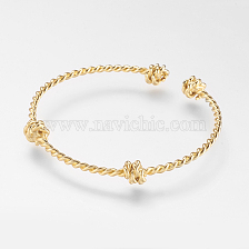 Brass Twisted Cuff Bangle, Real 18K Gold Plated