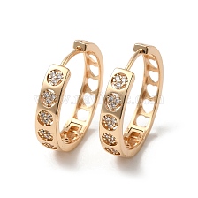 Brass Micro Pave Cubic Zirconia Hoop Earrings, Hollow Heart