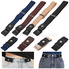 WADORN 12Pcs PU Leather Elastic Invisible Belt, Polyester Stretch Blets for Jeans