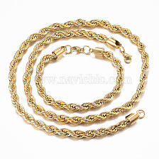 304 Stainless Steel Chain Necklaces and Bracelets Jewelry Sets, with Lobster Claw Clasps