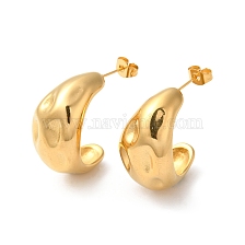 Ion Plating(IP) 304 Stainless Steel Teardrop Stud Earrings, Real 18K Gold Plated, 26x15mm