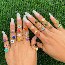 Fashion Devil'S Eye Copper Plating Acrylic Rings