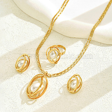 Elegant Hollow Line Pearl Jewelry Set for Women.