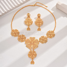 Elegant Vintage Floral Hollow Jewelry Set for Women, 18K Gold Plated