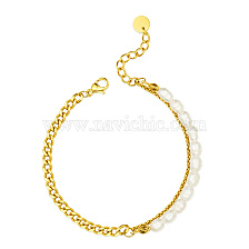 Elegant Pearl Stainless Steel Gold-Plated Women's Bracelet, Versatile Fashion Jewelry