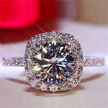 Fashion Square Rhinestone Alloy Ring Wedding Jewelry