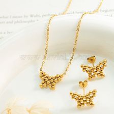 Casual Sweet Butterfly Titanium Steel Plating 18K Gold Plated Earrings Necklace