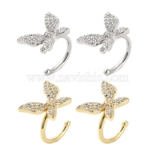 Brass Micro Pave Cubic Zirconia Cuff Earrings for Women, Butterfly