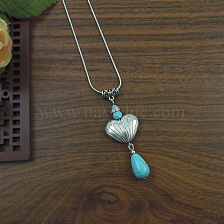 Exotic Ethnic Style Miao Silver Turquoise Drop Necklace