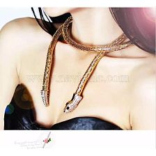 Creative Exaggerated Snake-shaped Hollow Alloy Inlaid Rhinestone Necklace