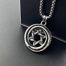 Vintage Punk Stainless Steel Hexagram Pendant Necklace for Men.