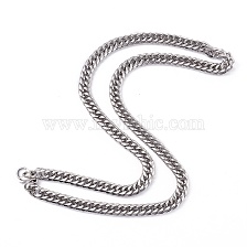 Men's 304 Stainless Steel Diamond Cut Cuban Link Chain Necklaces, with Lobster Claw Clasps