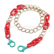 Personalized Aluminium & Acrylic Chain Necklaces, Eyeglass Chains, Handbag Chains, with Plastic Lobster Claw Clasps, Red, 32.48 inch(82.5cm)