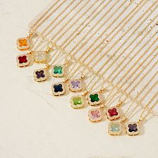 Chic Four-Leaf Clover Necklace Colorful Zirconia Jewelry Accessory