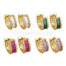 1 Pair Shiny Round Plating Inlay Copper Zircon 18K Gold Plated Hoop Earrings