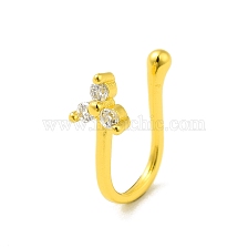 Clear Cubic Zirconia Flower Clip on Nose Rings, Brass Nose Cuff Non Piercing Jewelry for Women Men