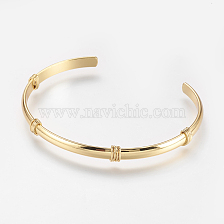 Brass Cuff Bangles, Real 18K Gold Plated, 2-1/8 inchx2-1/2 inch(53x66mm)