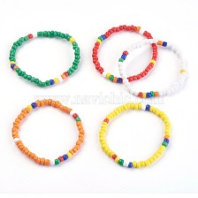 Kids Stretch Bracelets, with Glass Seed Beads