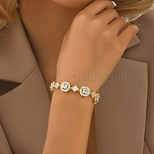 Luxury Copper Bracelet with Cubic Zirconia Square Clasp for Women.