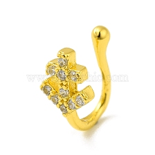 Clear Cubic Zirconia Anchor Clip on Nose Ring, Brass Nose Cuff Non Piercing for Women