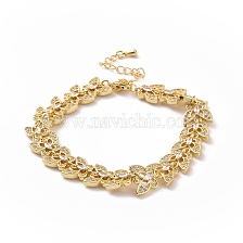 Clear Cubic Zirconia Butterfly Link Chain Bracelet, Brass Jewelry for Women