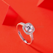 925 Silver Ring with 6A Grade 1ct Square Mawsitsit, Fashion Luxury Jewelry.