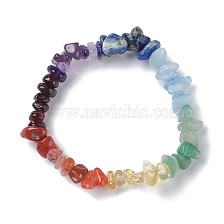 Kids 7 Chakra Natural Mixed Stone Chip Beads Stretch Bracelet with Heart