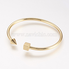 Brass Cuff Bangle, Real 18K Gold Plated, 2 inchx2-1/4 inch(51x57mm)