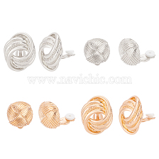 ANATTASOUL 4 Pairs 4 Style Alloy Round Knot Clip-on Earrings for Women